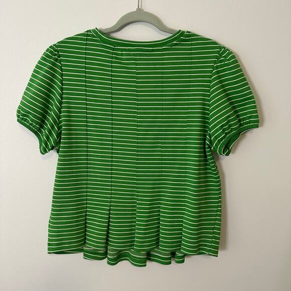 Maeve Anthropologie green & white striped short sleeve top size L - Picture 12 of 13